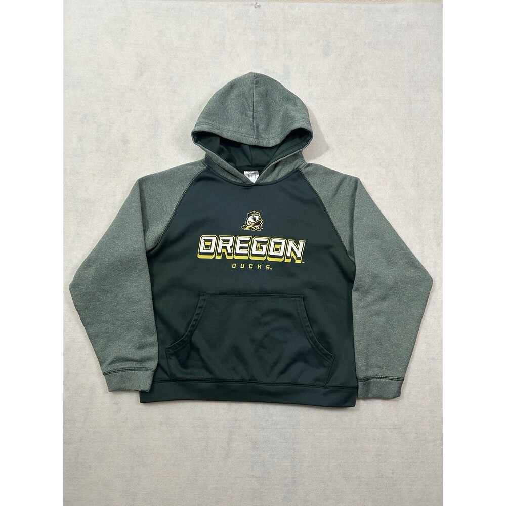 Oregon Ducks Youth Large Pro Edge Hoodie 12/14 Green Pullover Sweatshirt Kids